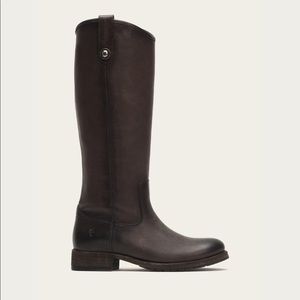 FRYE Melissa Button Lug Tall Leather Boots in Smoke Size 9.5